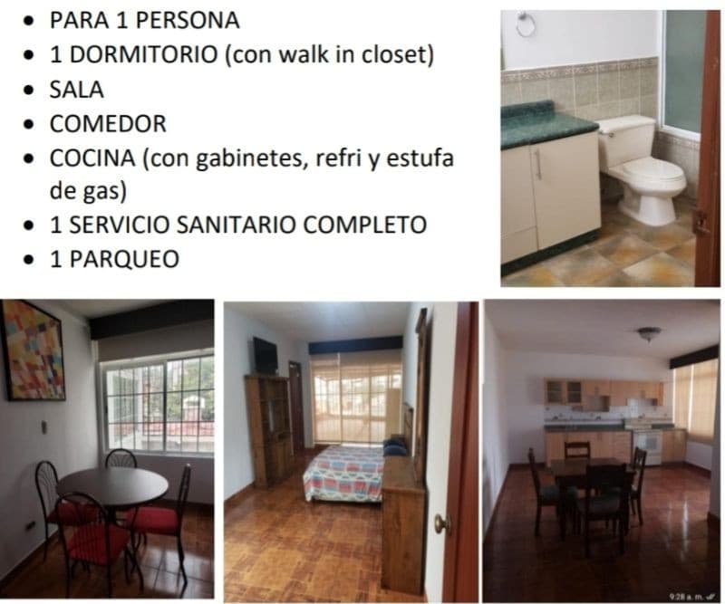 Apartamento amueblado de una habitación en zona 10 Oakland a una cuadra de Oakland mall