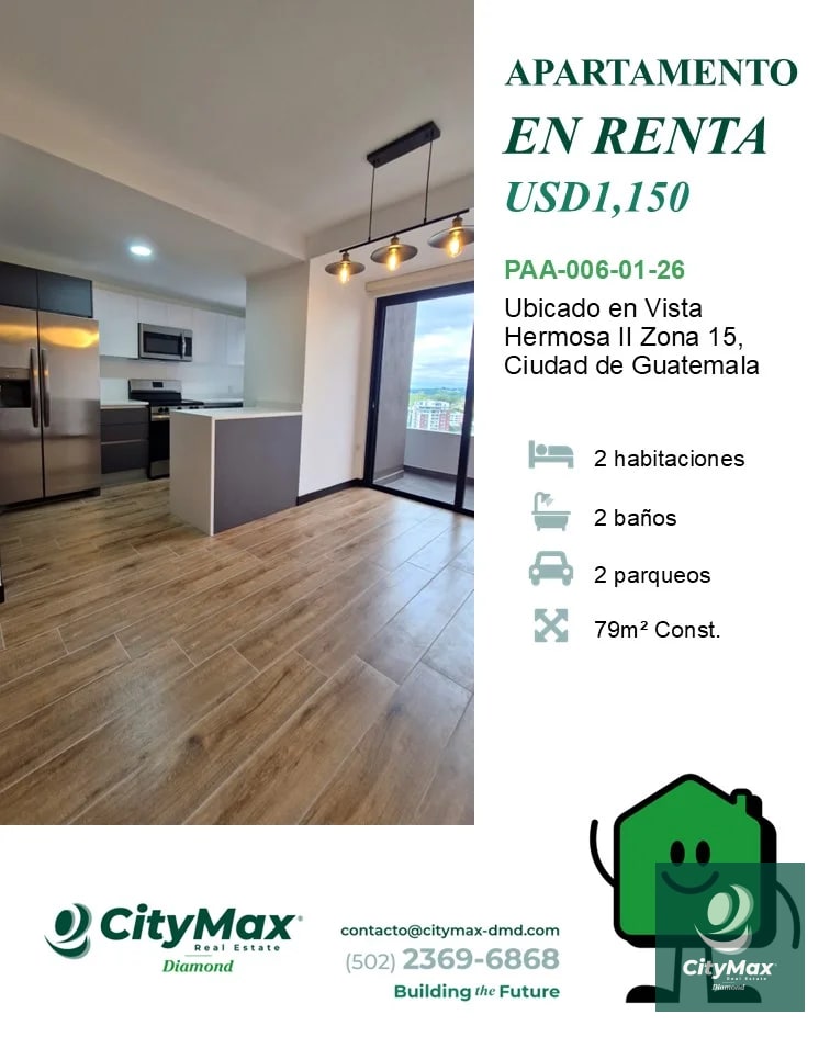 Apartamento en Renta en Vista Hermosa 2 Zona 15 Ciudad de Guatemala - 1