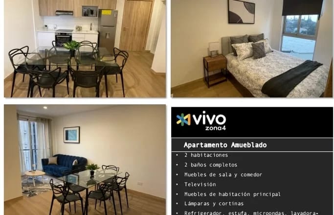 Rento Apto Amueblado de 2 Hab Edif. Vivo Zona 4 REF.6838 — Apartamento en Alquiler en Zona 4, Guatemala, Ciudad — foto 2 de 14