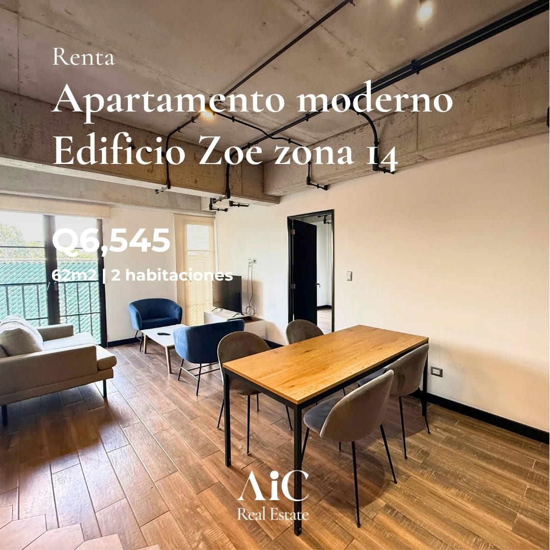 Apartamento Moderno 2 Habitaciones Zona 14 Edif. Zoe — Apartamento en Alquiler en Zoe Apartments, Zona 14, Guatemala, Ciudad — foto 1 de 17