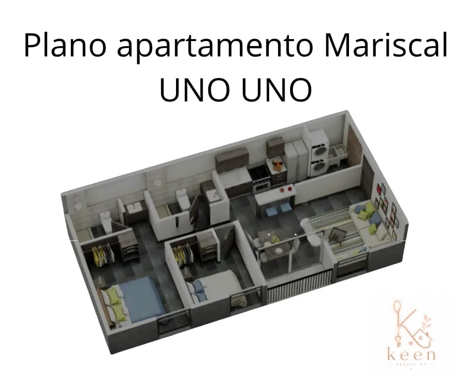 APARTAMENTO AMUEBLADO EN VENTA ZONA 11 EDIFICIO MARISCAL UNO UNO — Apartamento en Venta en Mariscal Uno Uno, Zona 11, Guatemala, Ciudad — foto 11 de 14