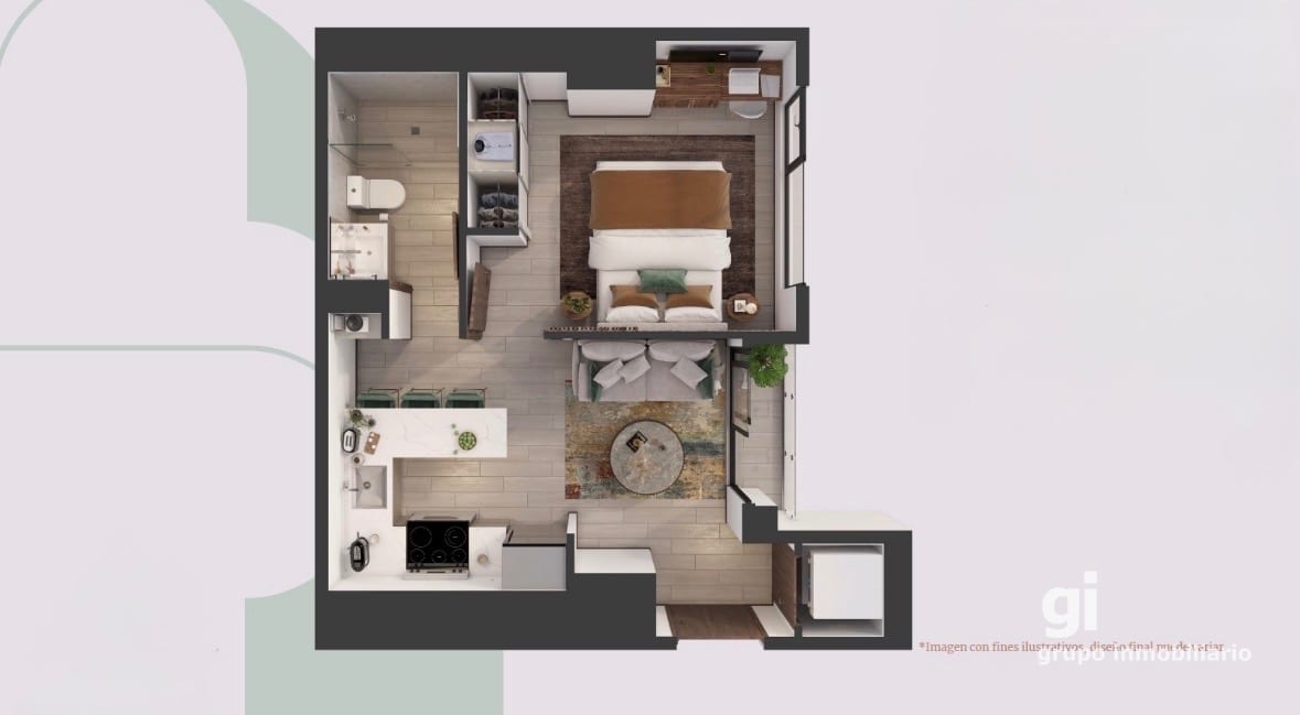Apartamento de 1 dormitorio en edificio sobre Las Américas — Apartamento en Venta en Zona 13, Guatemala, Ciudad — foto 10 de 11
