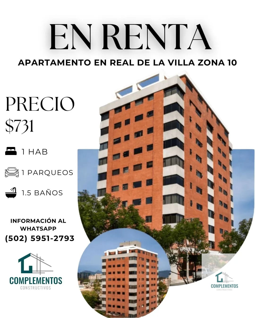 Real de la Villa, Apartamento en Renta Zona 10 — Apartamento en Alquiler en Real de la Villa, Zona 10, Guatemala, Ciudad — foto 1 de 9