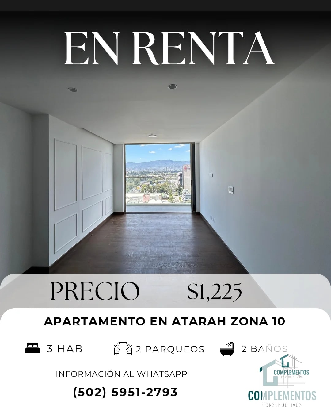 Atarah, Apartamento en Renta zona 10 - 1