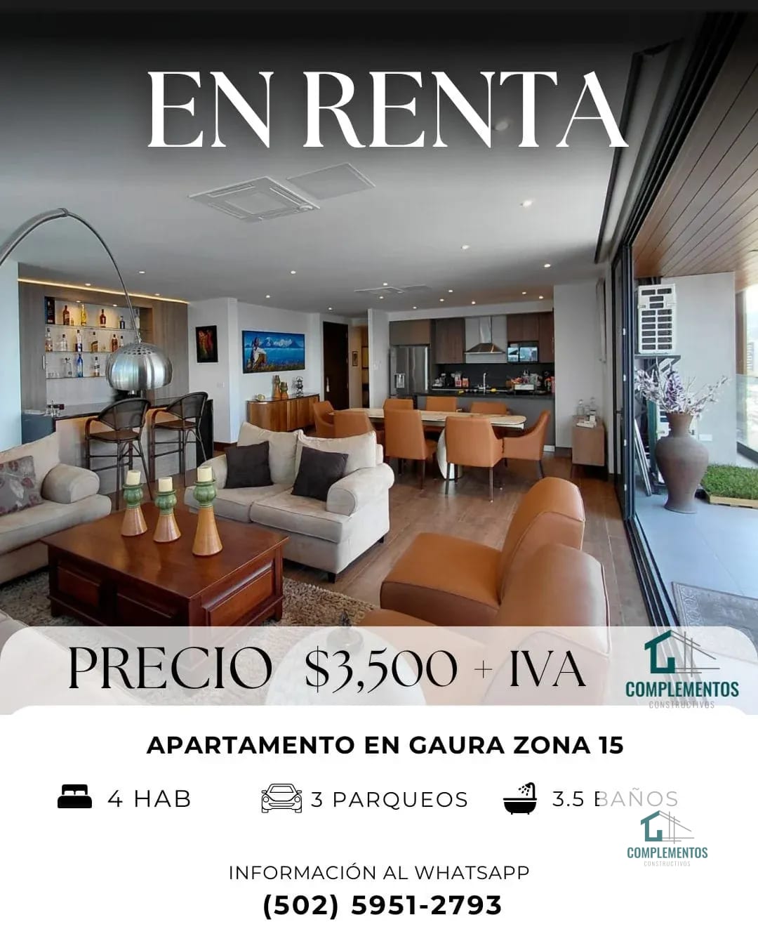 Gaura, Apartamento en Renta zona 15, 4hab. 250 m² — Apartamento en Alquiler en Gaura, Zona 15, Guatemala, Ciudad — foto 1 de 11