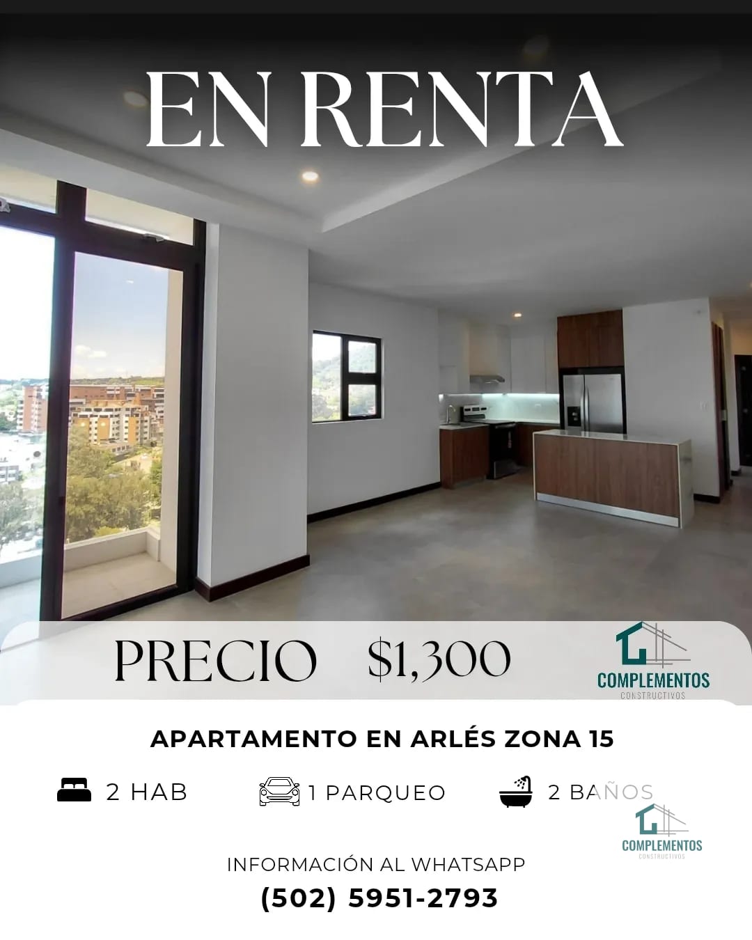 Arles, Apartamento en Renta, 2hab. 80m² — Apartamento en Alquiler en Arles, Zona 15, Guatemala, Ciudad — foto 1 de 9