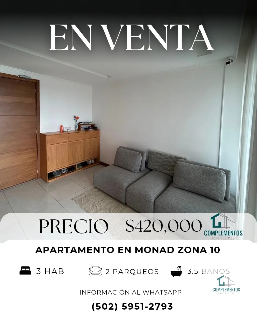 Monad, Apartamento en Venta zona 10, 3 hab. 144m² - Image 1