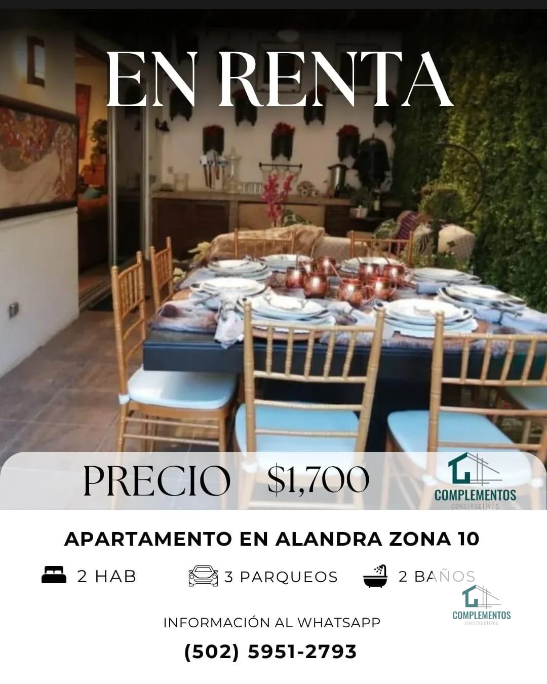 Alandra, Apartamento en Renta en zona 10, 2 hab. 130 m² — Apartamento en Alquiler en Zona 10, Guatemala, Ciudad — foto 1 de 11