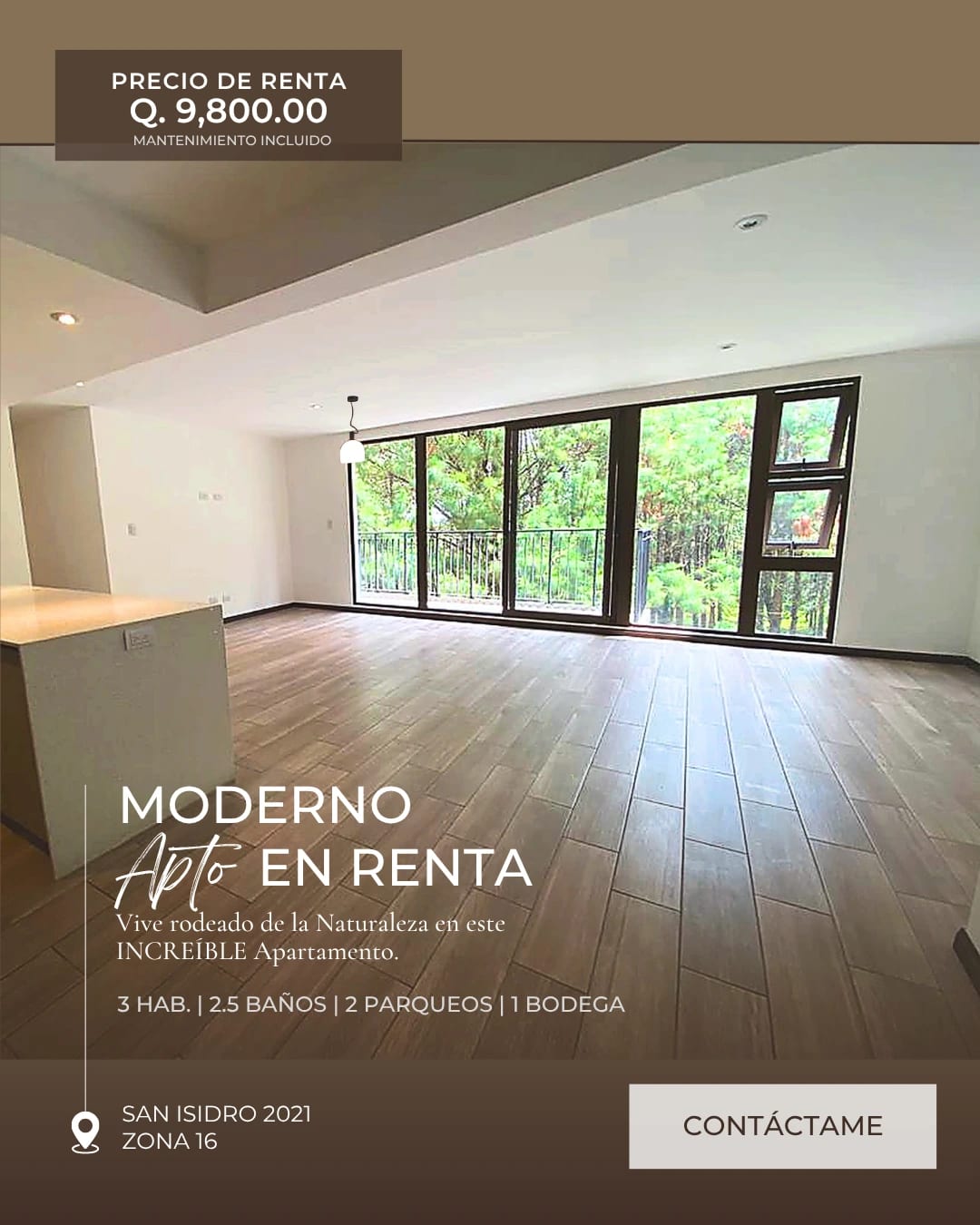 SAN ISIDRO 2021 | ESPECTACULAR APARTAMENTO EN RENTA 3 HAB. — Apartamento en Alquiler en San Isidro 20/21, Zona 16, Guatemala, Ciudad — foto 1 de 17