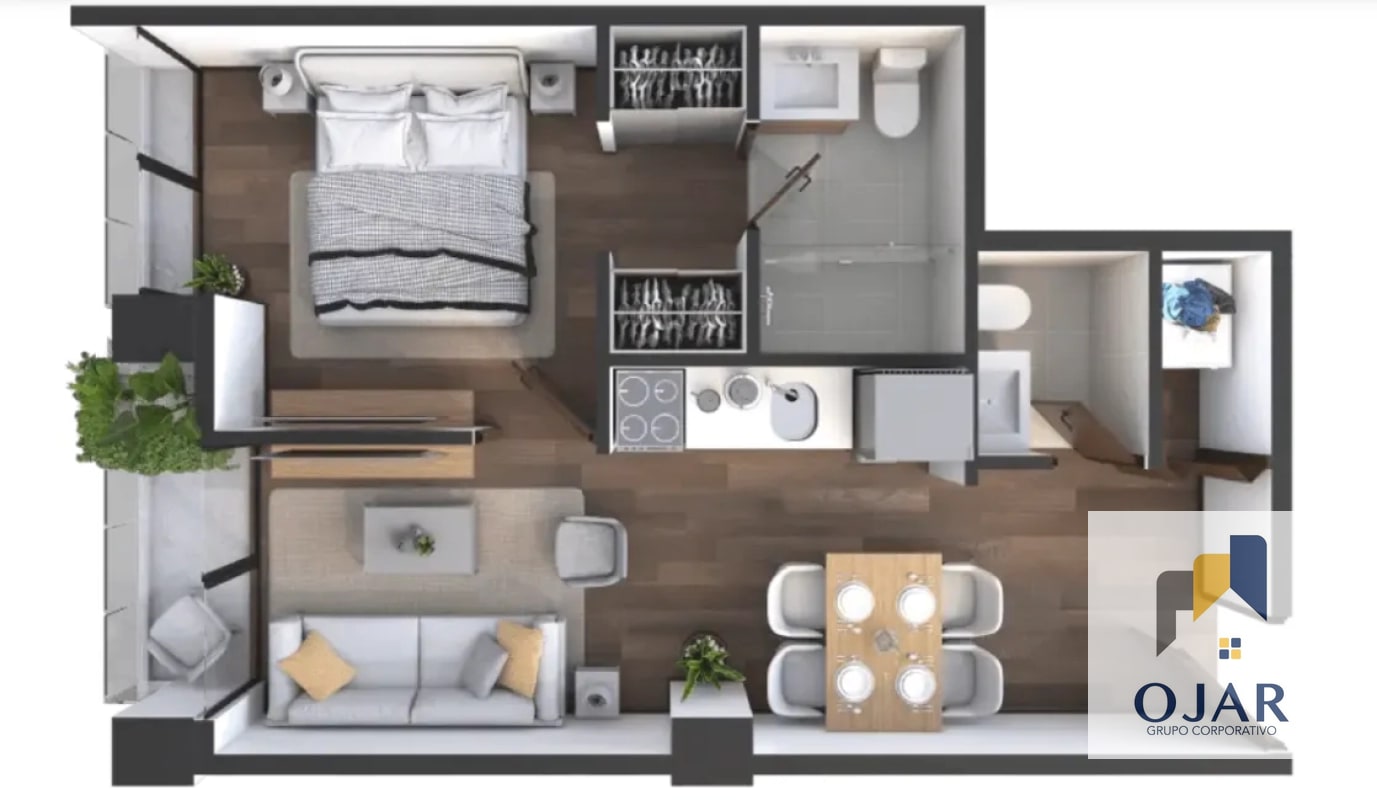 APARTAMENTO EN VENTA EN ZONA 15, 1 HAB. 2 BAÑOS, VHII - 1