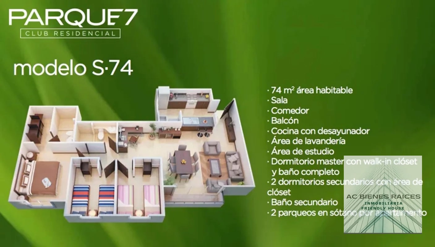 APARTAMENTO VENTA EN PARQUE 7 - 1