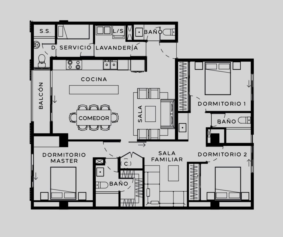 Apartamento de 3 dormitorios + cuarto de servicio en venta en zona 13 — Apartamento en Venta en Zona 13, Guatemala, Ciudad — foto 7 de 12