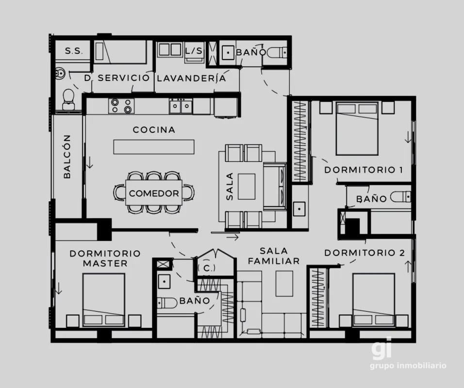 Apartamento de 3 dormitorios + cuarto de servicio en venta en zona 13 — Apartamento en Venta en Zona 13, Guatemala, Ciudad — foto 7 de 12