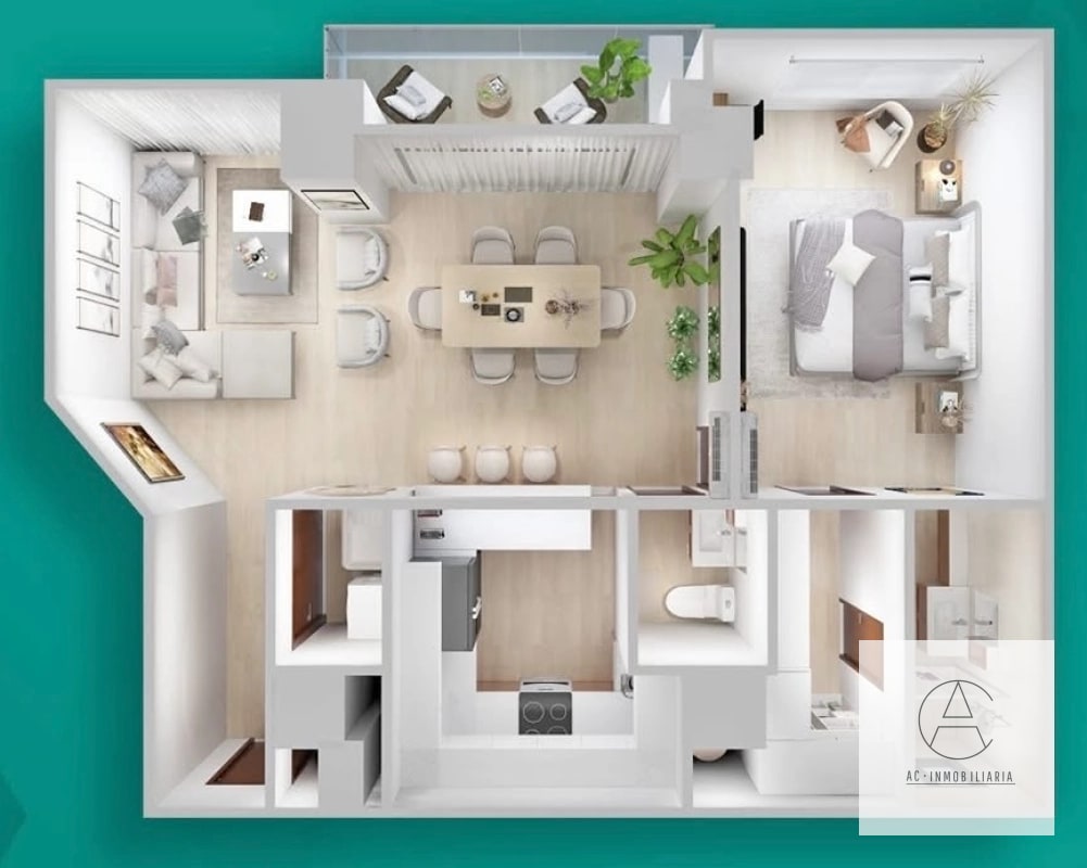 Apartamento de 1 habitación en renta - 1