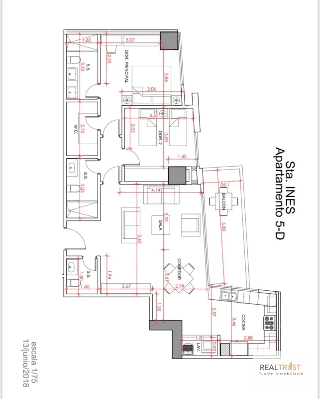 En renta apartamento amueblado en el Edificio Santa Ines: - 3
